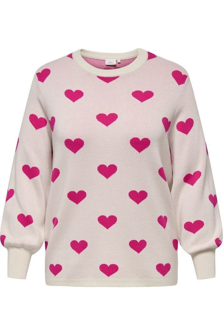 CARMONTANA Pullover m/Hjerter Hvid/Pink