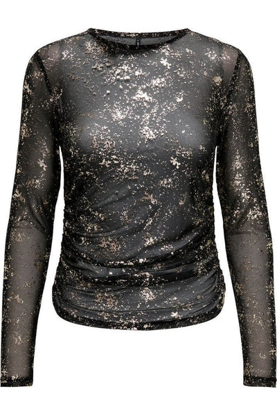 CARERICA Mesh Bluse Sort/Guld