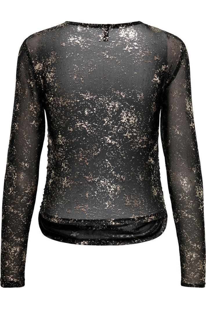 CARERICA Mesh Bluse Sort/Guld