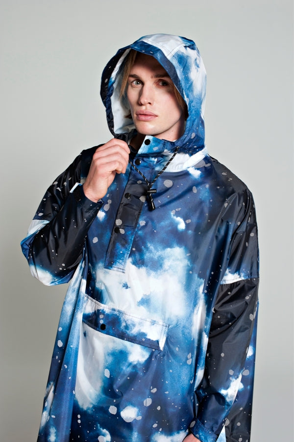 RegnPoncho  Starry Night Blå