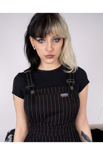 Flared Pinafore Dress Nålestribet Sort/Hvid