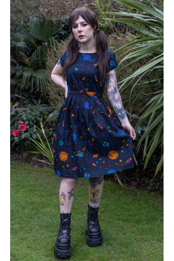 Cosmic Space Tea Dress Mørkeblå