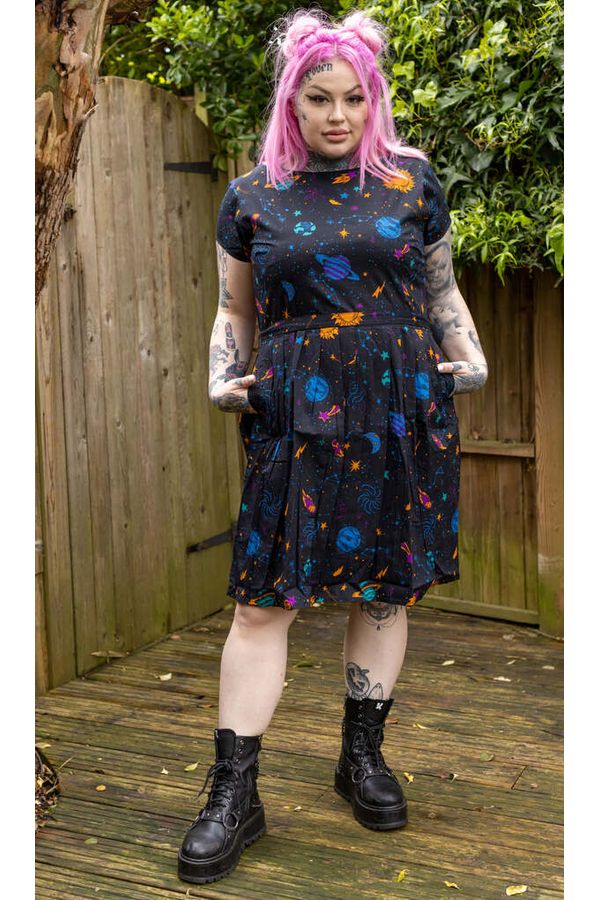 Cosmic Space Tea Dress Mørkeblå